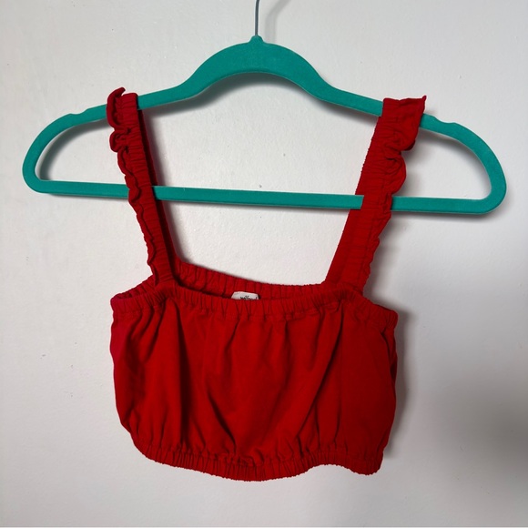 Wilfred Ruffle Strap Crop Top Red XXS - Picture 1 of 6